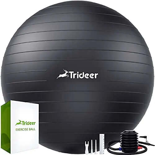 Trideer Extra Thick Yoga Exercise Ball, Heavy Duty Swiss Ball - Black