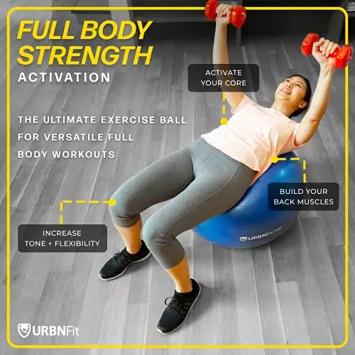 URBNFIT Exercise Ball - Anti-Burst Swiss Balance Yoga Ball w/ Quick Pump URBNFit