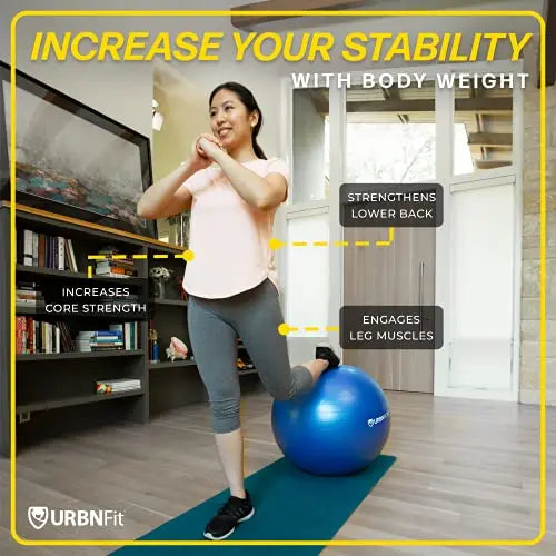 URBNFIT Exercise Ball - Anti-Burst Swiss Balance Yoga Ball w/ Quick Pump URBNFit