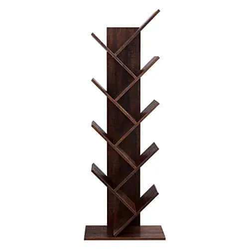 VASAGLE Tree Bookshelf | 8-Tier Floor Standing Bookcase - Walnut VASAGLE