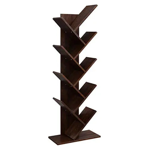 VASAGLE Tree Bookshelf | 8-Tier Floor Standing Bookcase - Walnut VASAGLE