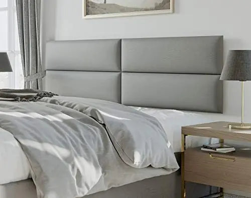 Vänt Upholstered Wall Mounted Headboard Panels | Philip Layout, Vintage Leather - Grey Pewter VANT