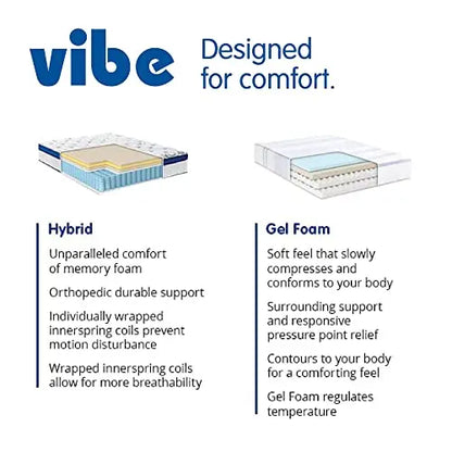 Vibe Gel Memory Foam Mattress - 12" | CertiPUR-US Certified Vibe