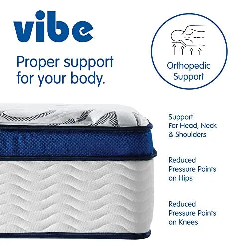 Vibe Quilted Gel Memory Foam Mattress, 12" - Innerspring Hybrid Pillow Top Vibe