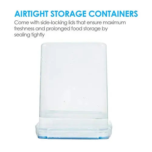 Vtopmart 4 Large Food Storage Container Set with 4 Measuring Cups and 24 Labels, BPA Free - Blue Vtopmart