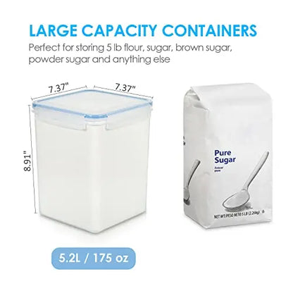 Vtopmart 4 Large Food Storage Container Set with 4 Measuring Cups and 24 Labels, BPA Free - Blue Vtopmart