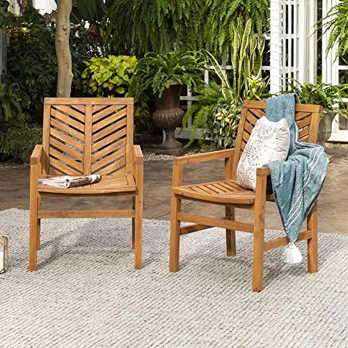 Walker Edison Dining Outdoor Wood Patio Furniture 7-Piece Dining Set - Brown Walker Edison