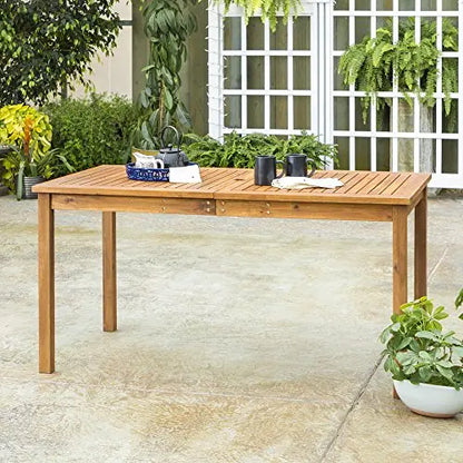 Walker Edison Dining Table | Dominica Contemporary Slatted Outdoor Table, 34" - Brown Walker Edison
