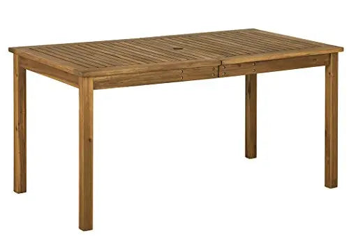 Walker Edison Dining Table | Dominica Contemporary Slatted Outdoor Table, 34" - Brown Walker Edison