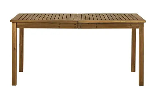 Walker Edison Dining Table | Dominica Contemporary Slatted Outdoor Table, 34" - Brown Walker Edison