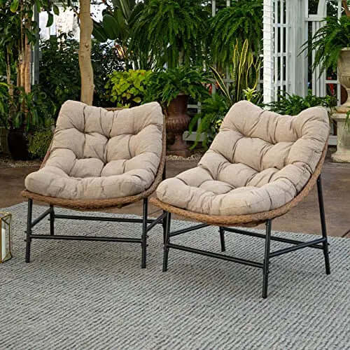 Walker Edison Estrella Modern Rattan Scoop Chairs