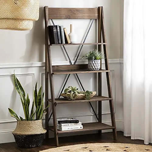 Walker Edison X Back Bookcase, 4 Shelves, 68" - Brown Walker Edison