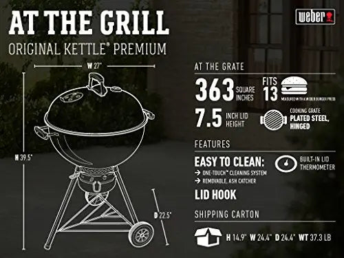 Weber 14402001 Original Kettle Premium Charcoal Grill, 22-Inch - Copper Weber