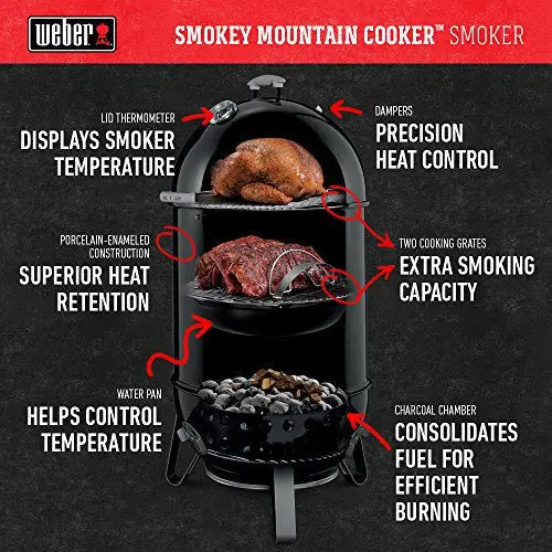 Weber 18-inch Smokey Mountain Cooker - Charcoal Smoker Weber