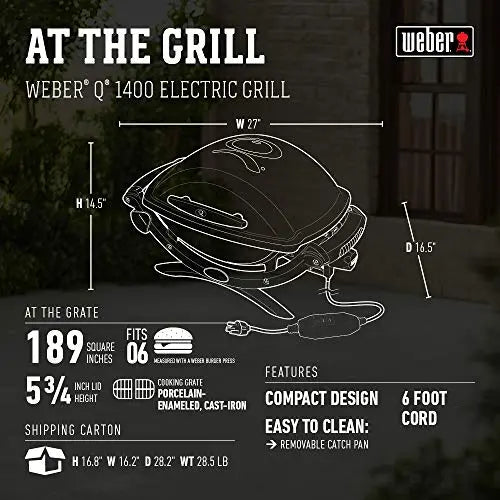 Weber Electric Grill Q 1400 | Outdoor Grill - Gray Weber