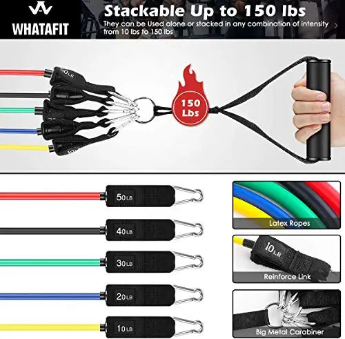 Whatafit 16-Piece Resistance Bands Set | Exercise Bands for Resistance Training - Set of 3 Whatafit