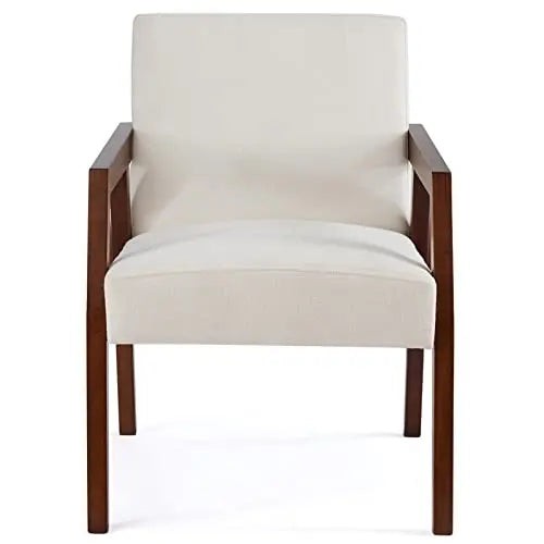 Wooden Upholstered Mid-Century Modern Accent Chair - White HUIMO