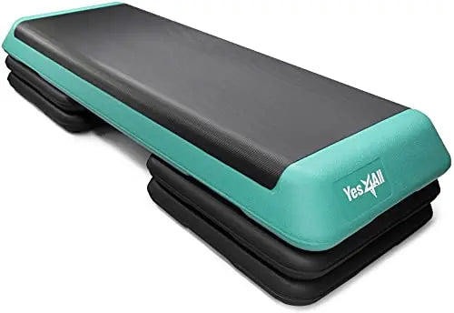 Yes4All LC77 Adjustable Aerobic Steps with 4 Risers | Exercise Steps/Aerobic Stepper - Black/Green Yes4All