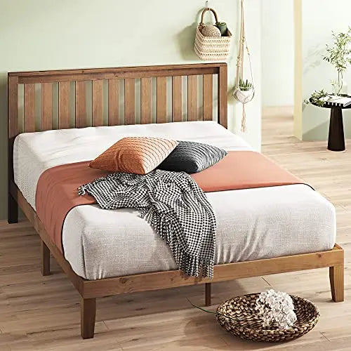 ZINUS Alexia Wood Platform Bed Frame | Solid Wood Foundation with Wood Slat Support - Rustic Pine Zinus