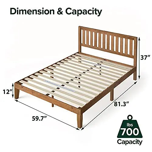 ZINUS Alexia Wood Platform Bed Frame | Solid Wood Foundation with Wood Slat Support - Rustic Pine Zinus