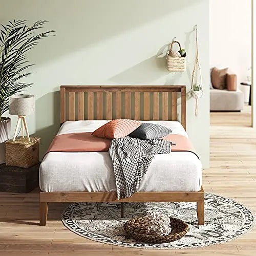 ZINUS Alexia Wood Platform Bed Frame | Solid Wood Foundation with Wood Slat Support - Rustic Pine Zinus