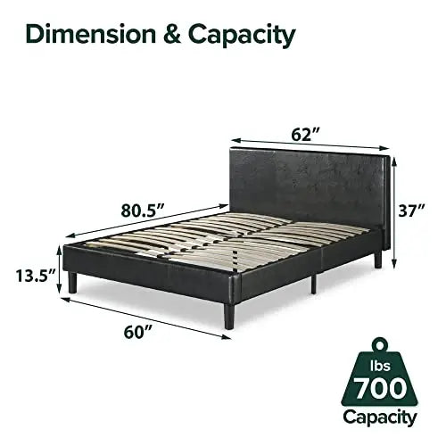 ZINUS Jade Faux Leather Upholstered Platform Bed Frame - Black Zinus