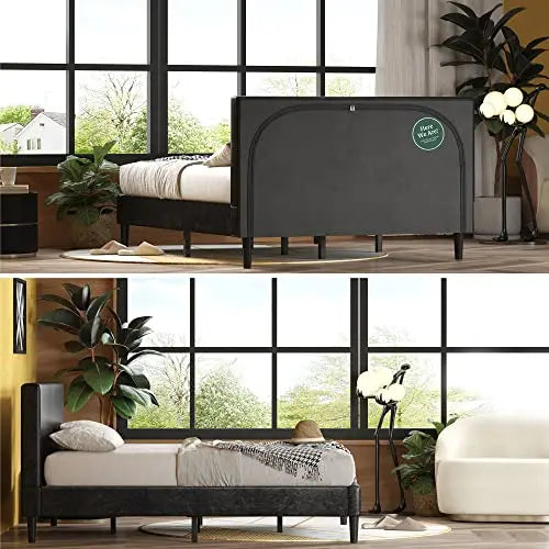 ZINUS Jade Faux Leather Upholstered Platform Bed Frame - Black Zinus