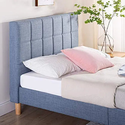 ZINUS Lottie Upholstered Platform Bed Frame, Wood Slat Support, No Box Spring Needed - Blue Slate Zinus