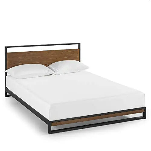 ZINUS Suzanne 37" Metal and Wood Platform Bed Frame - Chestnut Brown Zinus