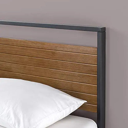 ZINUS Suzanne 37" Metal and Wood Platform Bed Frame - Chestnut Brown Zinus
