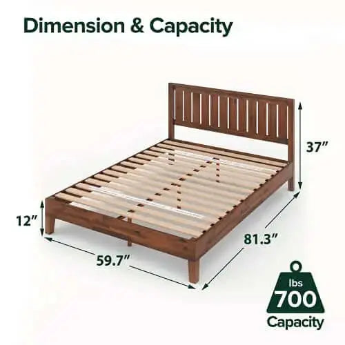 ZINUS Vivek Deluxe Wooden Platform Bed Frame - Antique Espresso Zinus