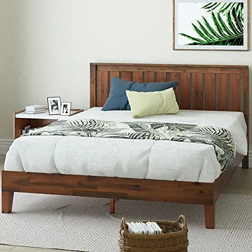 ZINUS Vivek Deluxe Wooden Platform Bed Frame - Antique Espresso Zinus