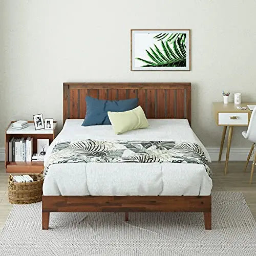 ZINUS Vivek Deluxe Wooden Platform Bed Frame - Antique Espresso Zinus