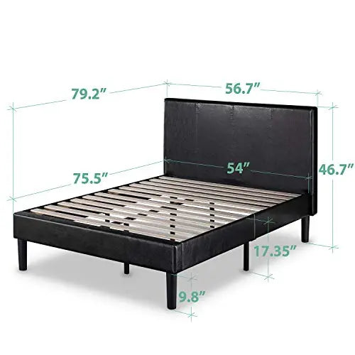 Zinus Gerard Faux Leather Upholstered Platform Bed Frame - Black Zinus