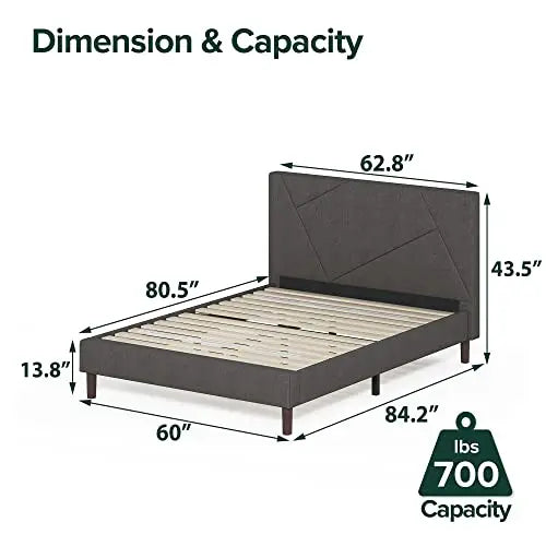 Zinus Judy Upholstered Platform Bed Frame - Grey Zinus