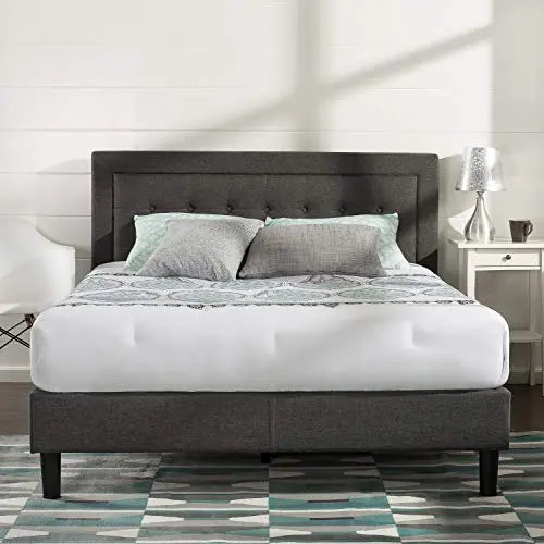 Zinus Platform Bed Frame | Dachelle Modern Upholstered Bed - Dark Gray Zinus