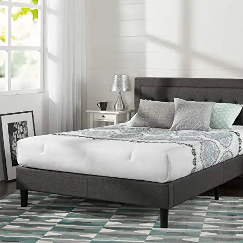 Zinus Platform Bed Frame | Dachelle Modern Upholstered Bed - Dark Gray Zinus