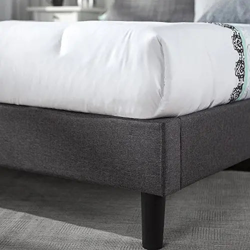 Zinus Platform Bed Frame | Dachelle Modern Upholstered Bed - Dark Gray Zinus