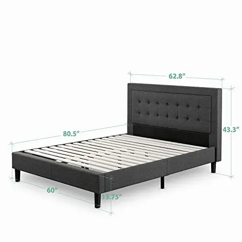 Zinus Platform Bed Frame | Dachelle Modern Upholstered Bed - Dark Gray Zinus